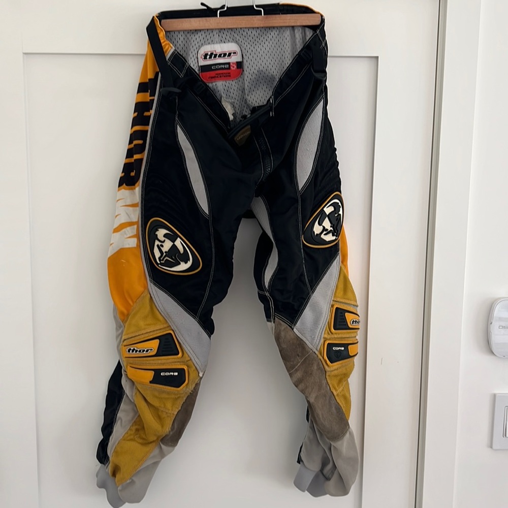 Vintage Thor Core 5 Motocross Pants, 34, Black/Yellow/White - Robust & Retro